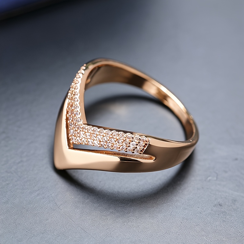 Men's CZ Wide Band Double V-Shaped Paved Ring